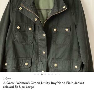 J. Crew  Women’s Green Utility Boyfriend Field Jacket relaxed fit Size Large